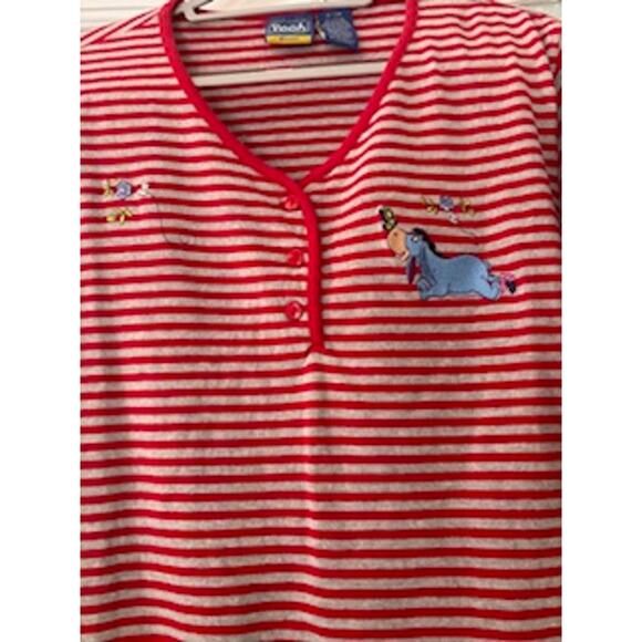 Vintage Disney "Pooh Woman" Top Red Striped Eeyore Graphic Blue 18/20W - Picture 3 of 6